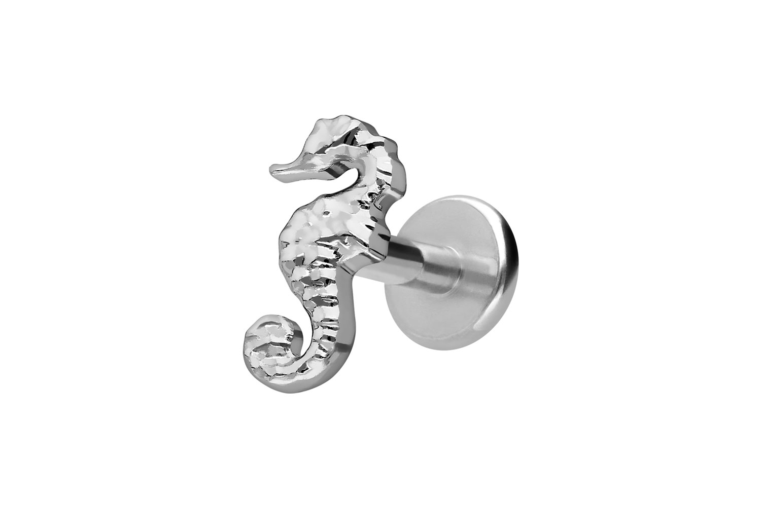 Titan Labret Piercing mit Innengewinde SEEPFERDCHEN